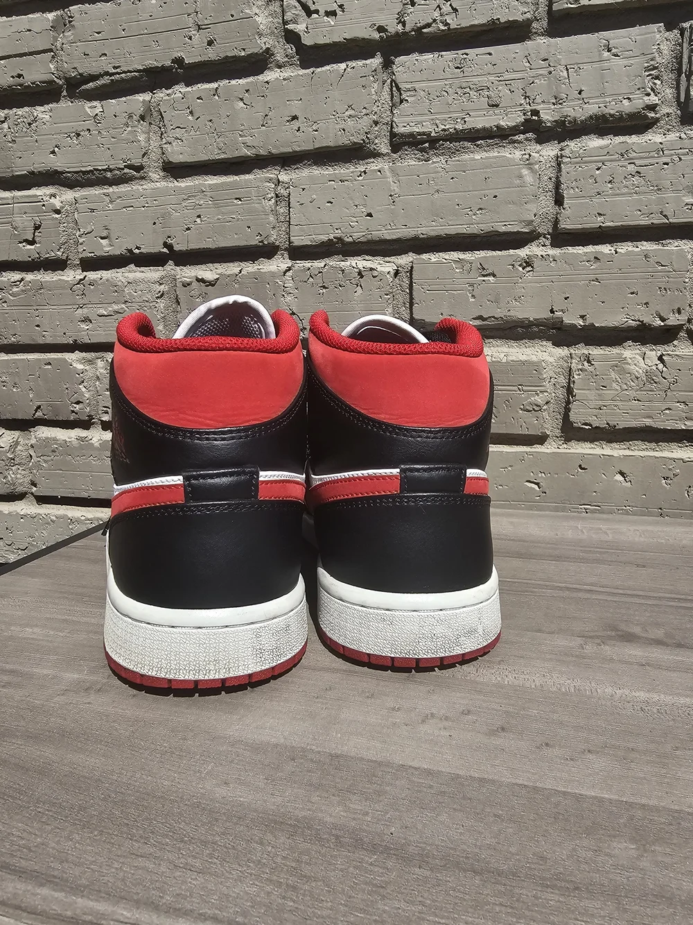 Jordan Mid-Top Sneakers in Black, White & Red